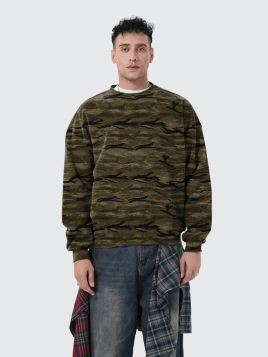 Camo Oversized Heavyweight Crewneck Sweatshirt