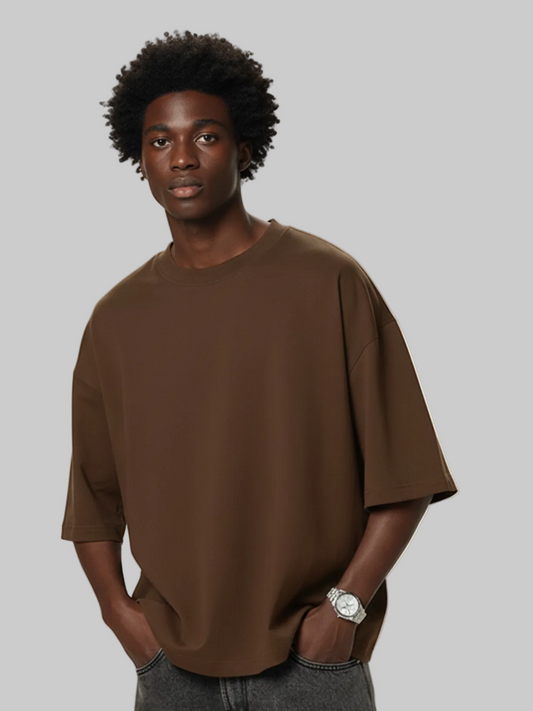 Aero boxy crop tee in brown by Apollo Moda, main product view
