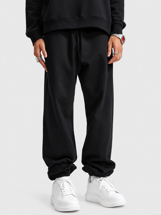 Apollo heavyweight cotton sweatpants in black by Apollo Moda, main product view