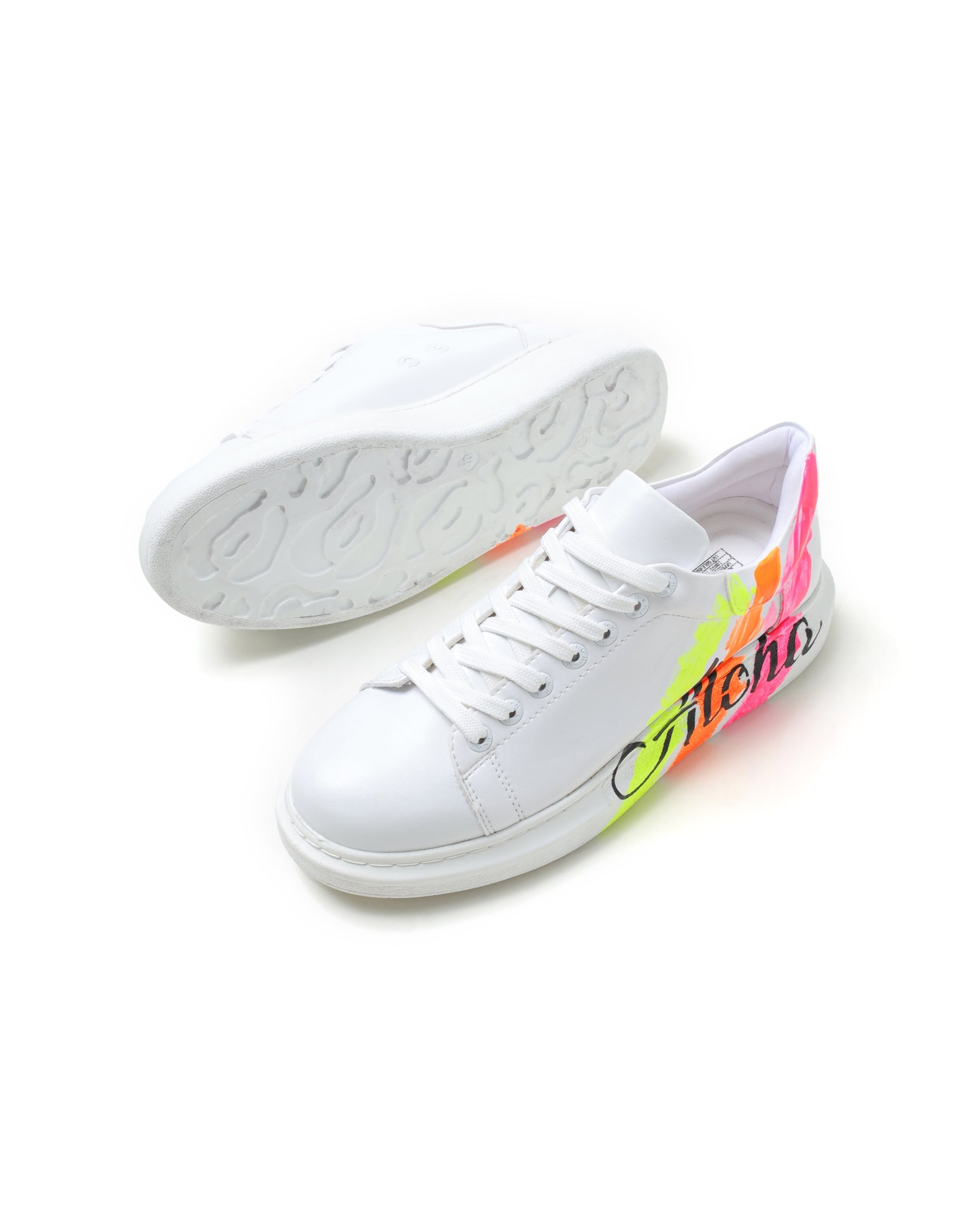 Aloha Three Stripes hand-painted custom sneaker in white by Apollo Moda, view 5