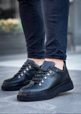 Men's Atlas Shadow by Apollo Moda, black sneaker with hiking-style eyelets, second angle