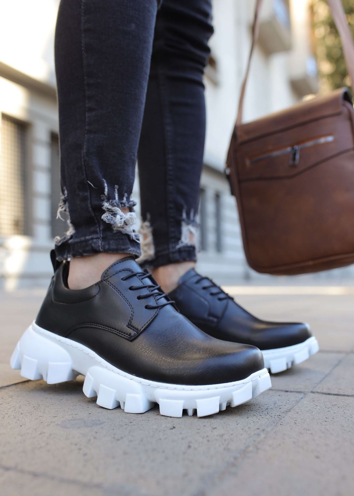 Cancun casual sneaker in black and white by Apollo Moda, view 2