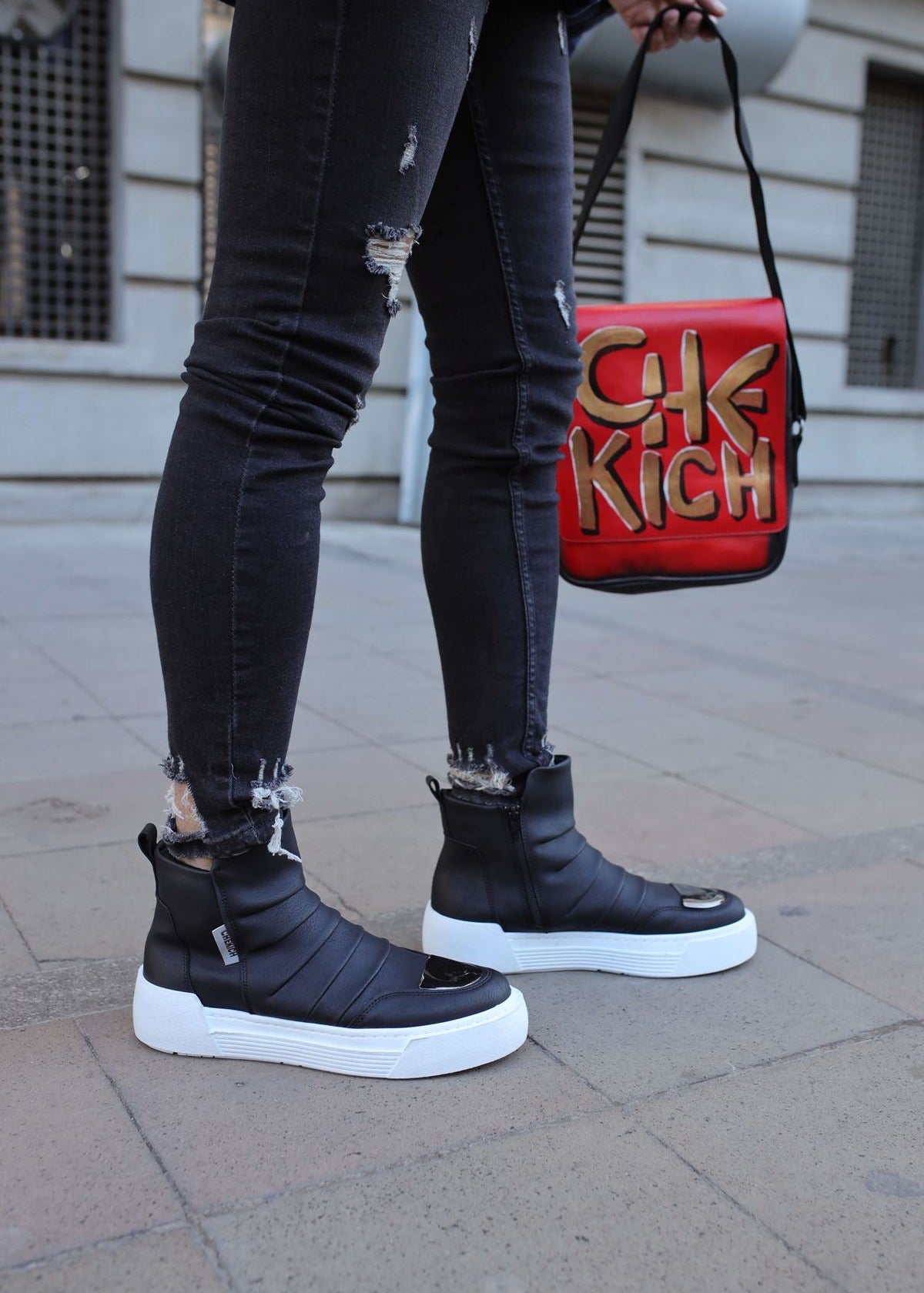 Luka Contrast ankle boot in black by Apollo Moda, view 6