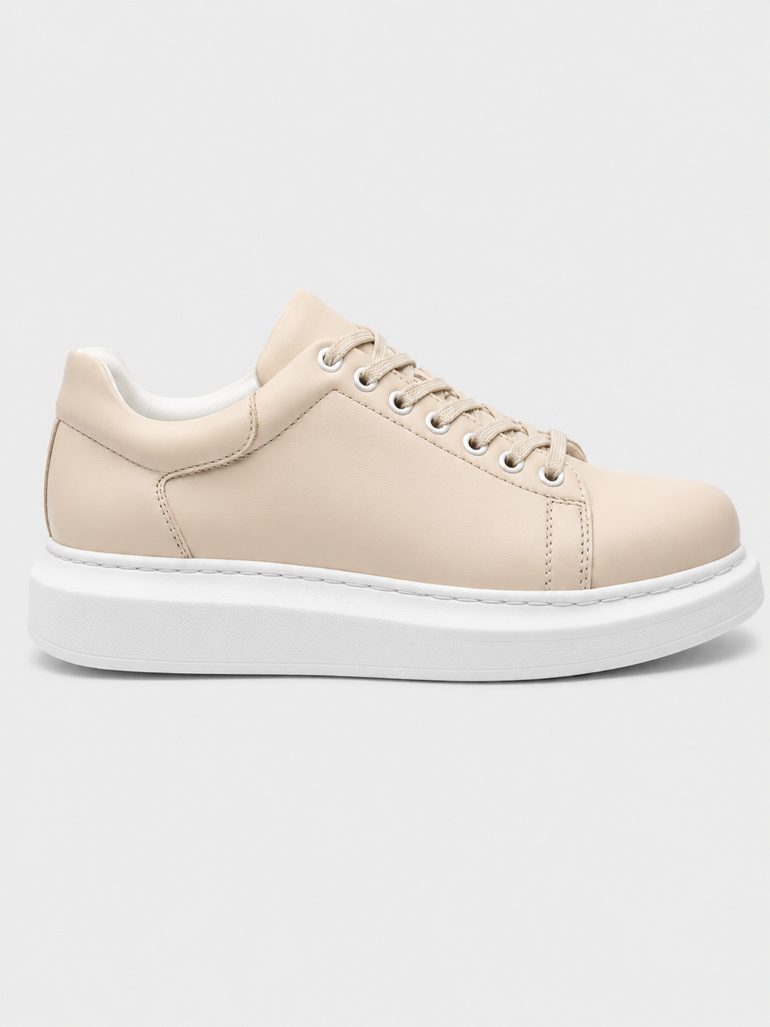 Pluto Cream low-top casual sneaker in beige by Apollo Moda