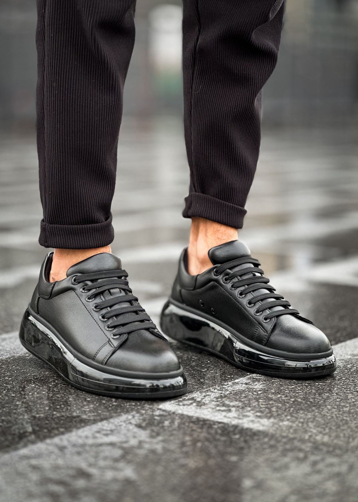 Stark Eclipse Collection casual sneaker in all black by Apollo Moda, view 6
