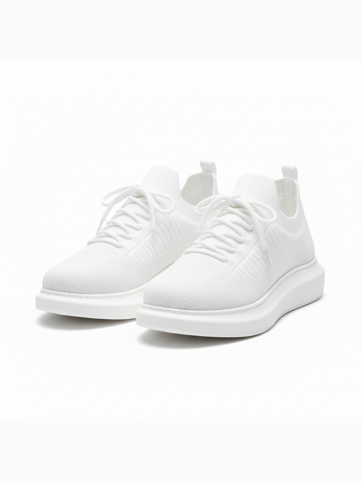 Torino Snowy Peak knit casual sneaker in white by Apollo Moda, view 3