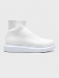 Apollo Moda Men's Torino X White stretch-knit sock boot with platform sole, main product photo