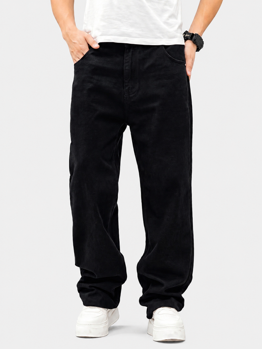 Relaxed Straight-Leg Black Denim Jeans