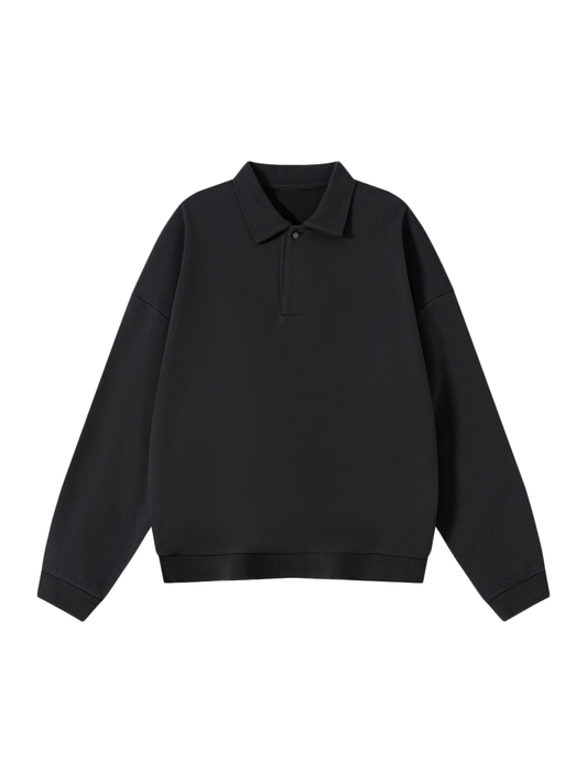 Half-Placket Polo Collar Oversized Sweatshirt