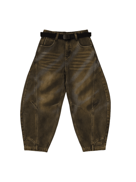 Vintage Rust Washed Oversized Curved Denim Jeans