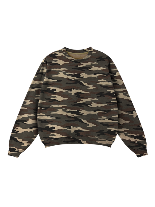 Camo Print Oversized Crewneck Sweatshirt