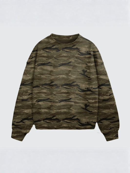Camo Oversized Heavyweight Crewneck Sweatshirt