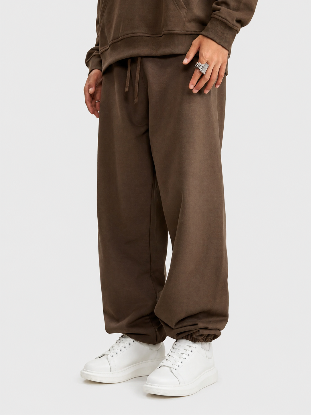 Apollo heavyweight cotton sweatpants in brown by Apollo Moda, main product view