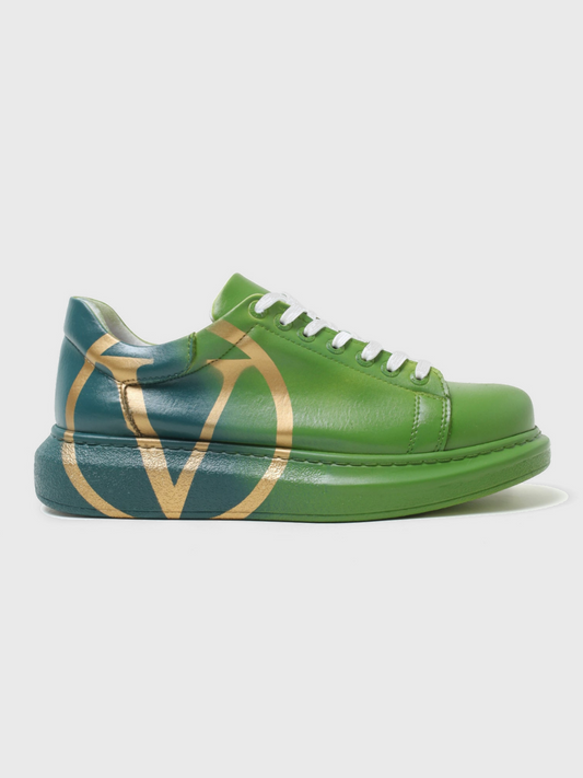 Tokyo V Verdant Radiance hand-painted custom sneaker in green by Apollo Moda