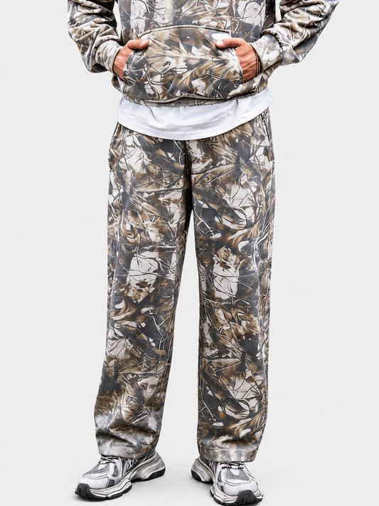 Camo oversized heavyweight French terry open-hem sweatpants by Apollo Moda, main product view