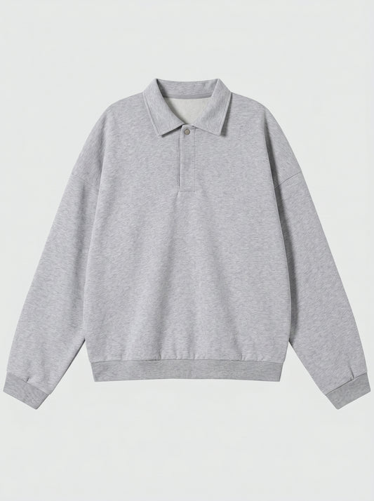 Half-Placket Polo Collar Oversized Sweatshirt