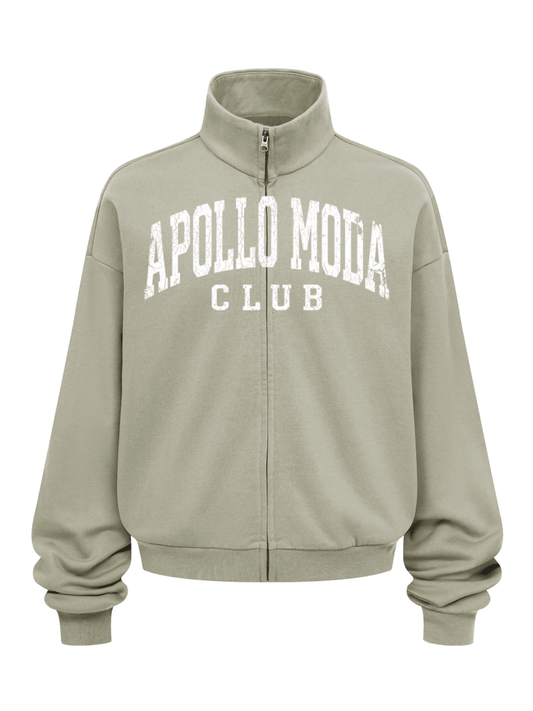 Club Collegiate oversized full-zip sweatshirt in beige by Apollo Moda, view 2