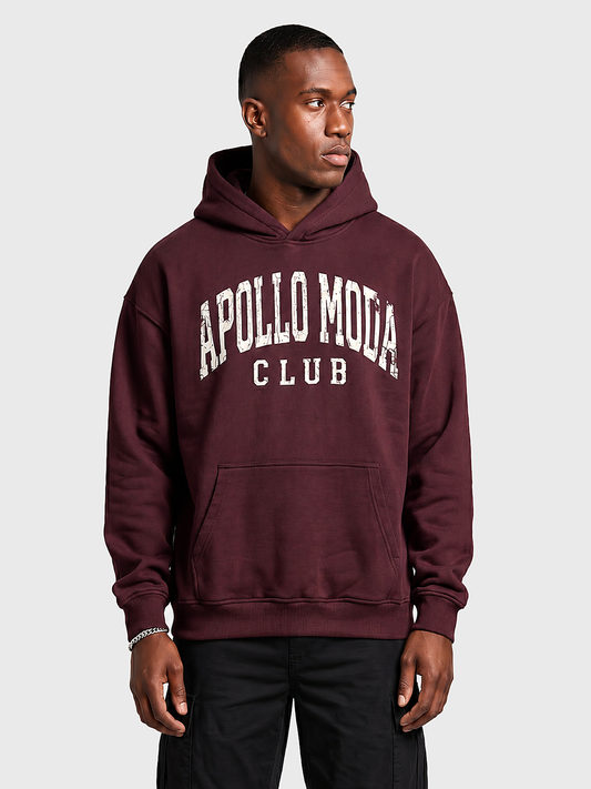 Club Collegiate oversized heavyweight hoodie in red by Apollo Moda, main product view