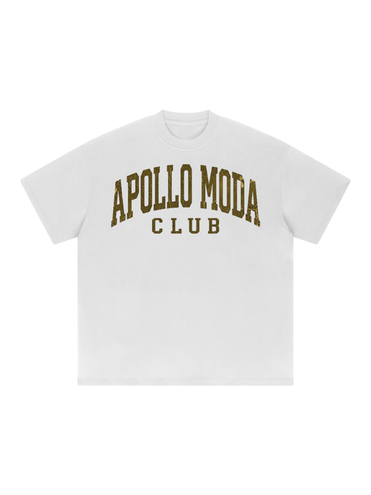 Club Gold Collegiate oversized tee in white by Apollo Moda, view 2