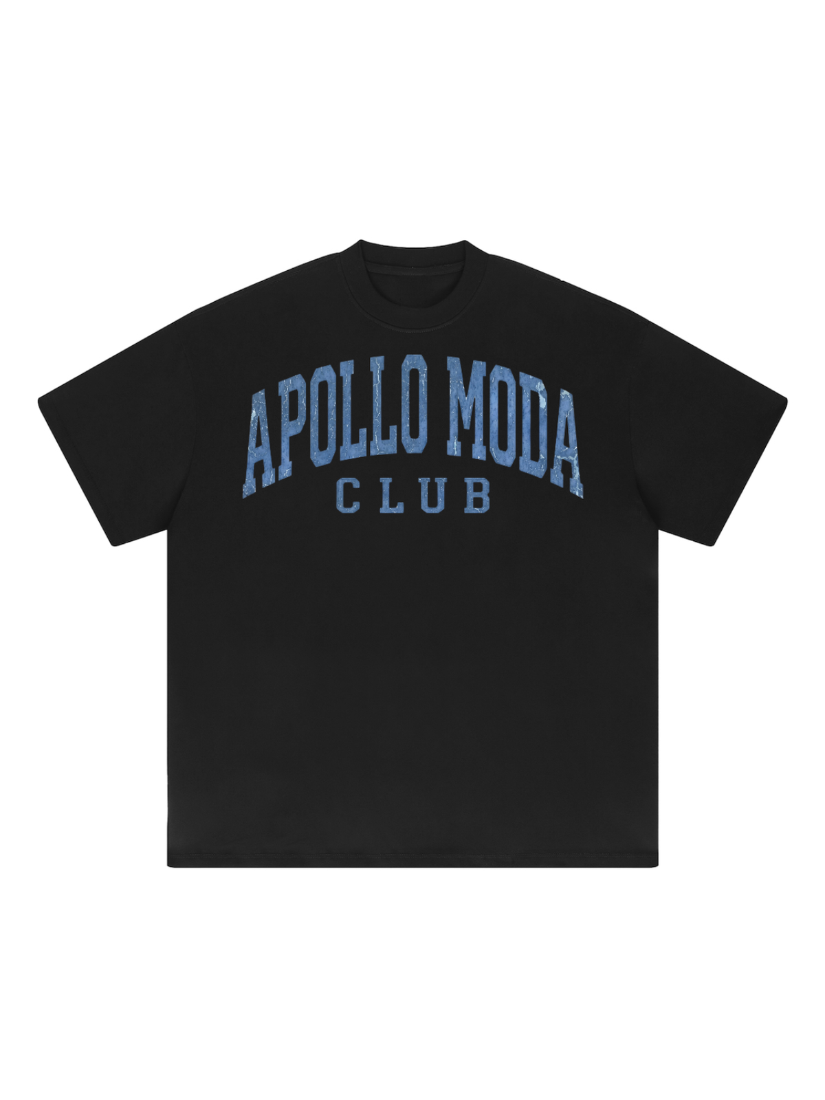 Club oversized collegiate graphic tee in black by Apollo Moda, view 2