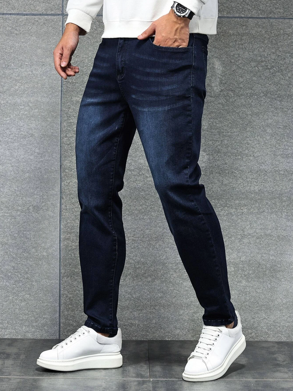 Cotton slant pocket jeans by Apollo Moda, view 2