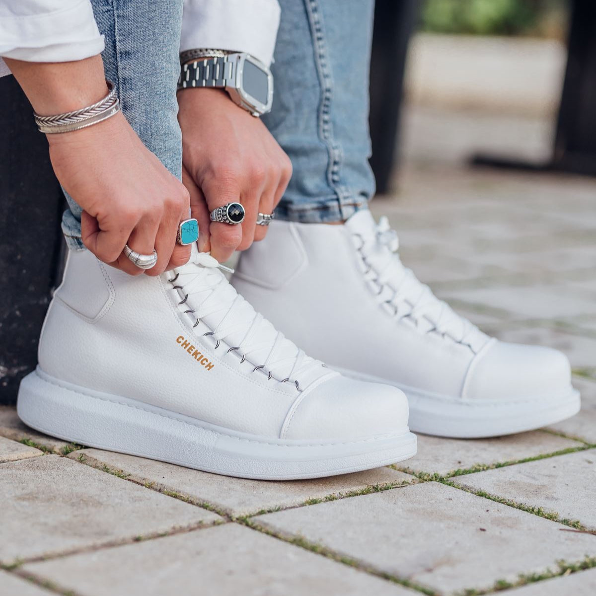 Kelly Pristine Purity high-top boot in white by Apollo Moda, view 4