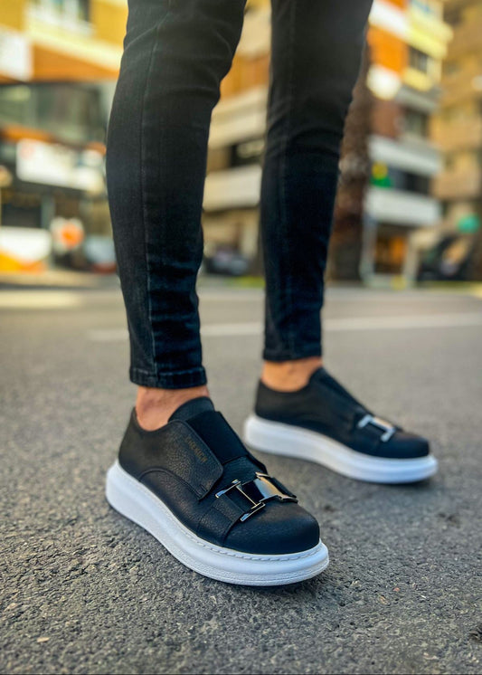 Miami Monochrome Marvel casual sneaker in black by Apollo Moda, view 2