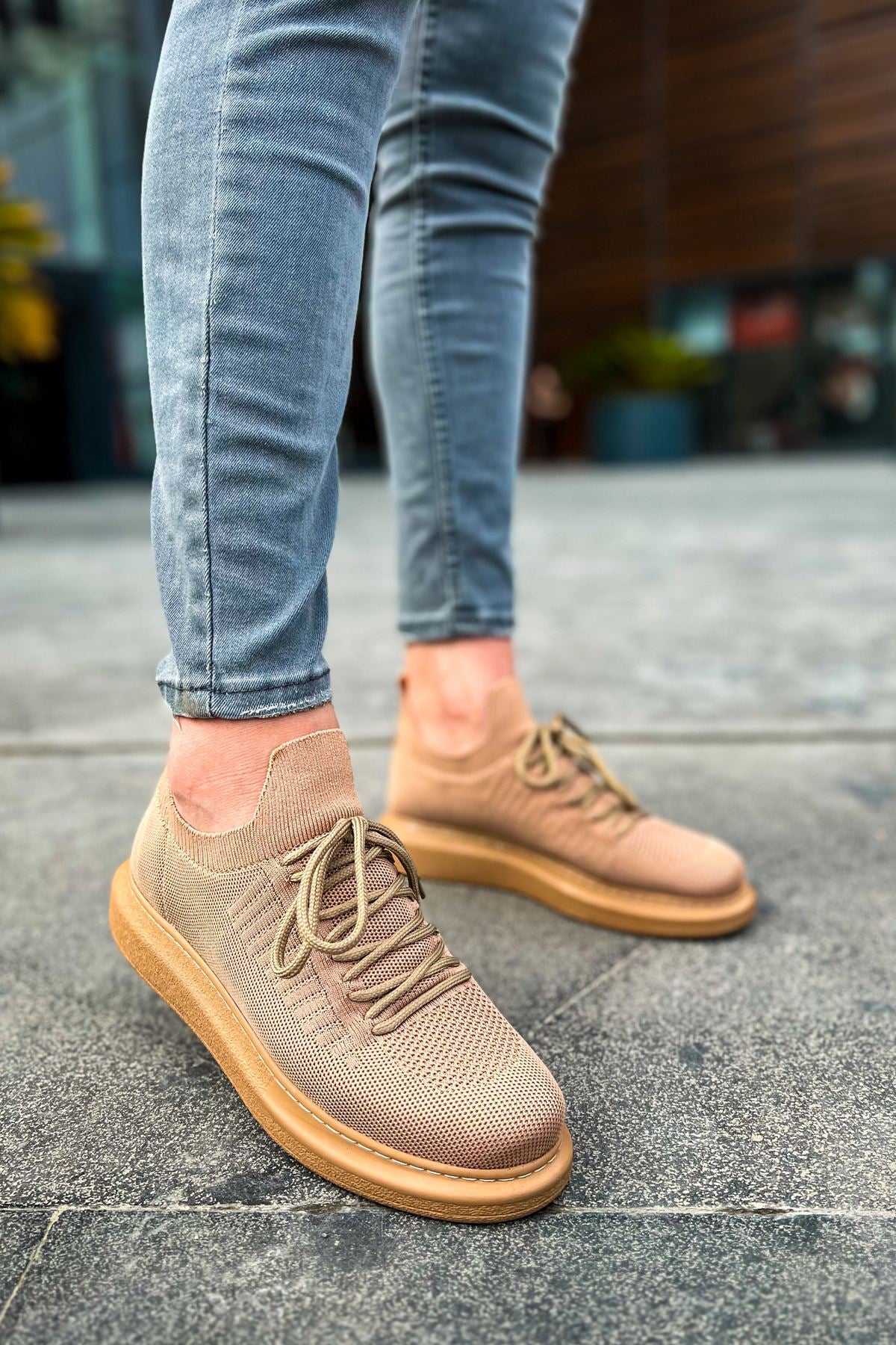 Torino Golden Hour knit casual sneaker in brown and beige by Apollo Moda, view 3
