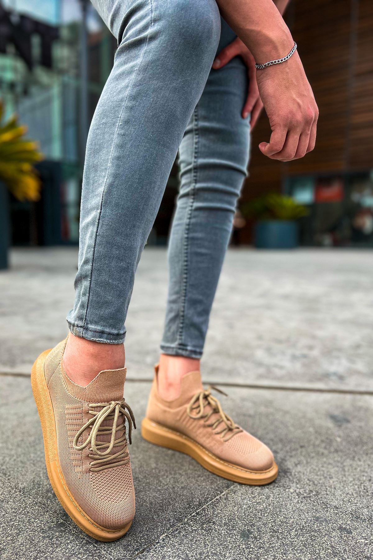 Torino Golden Hour knit casual sneaker in brown and beige by Apollo Moda, view 4